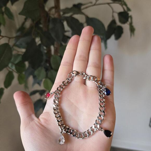 Jewelry - 18k White Gold Cuban Link Charm Bracelet